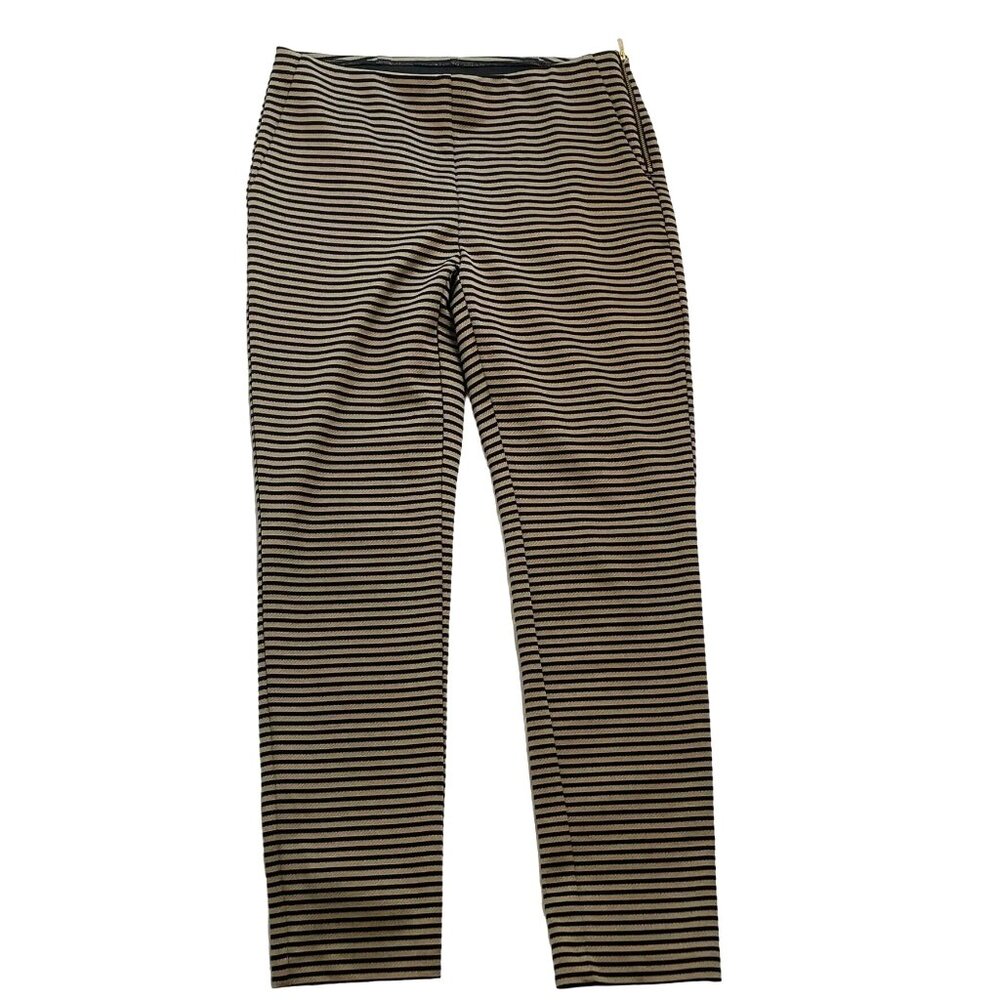 Chicos Black Label Ankle Pants Black Gold Stripes Size 0 US Size S u